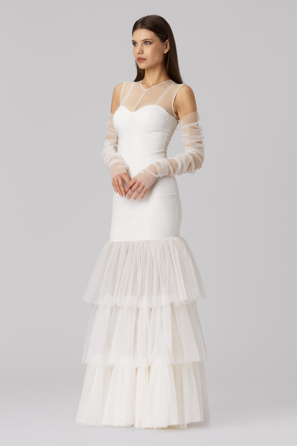 Opus Long Dress White