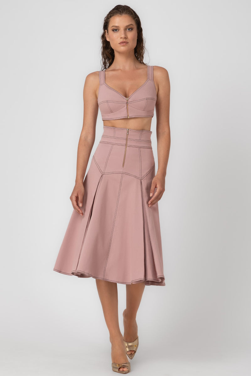 Underline Denim Skirt Blush
