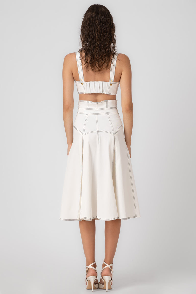 Underline Denim Skirt White