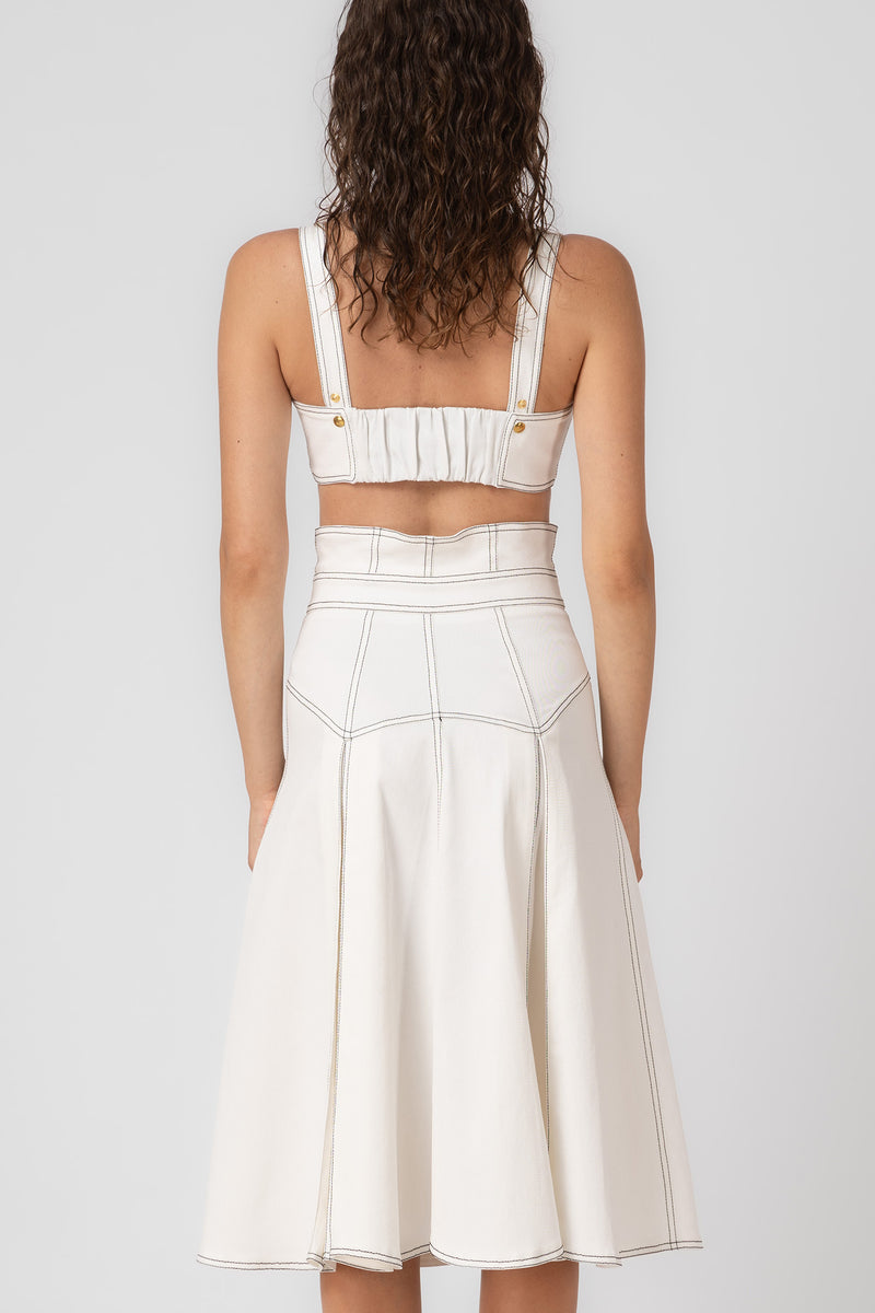 Underline Denim Bra Top White