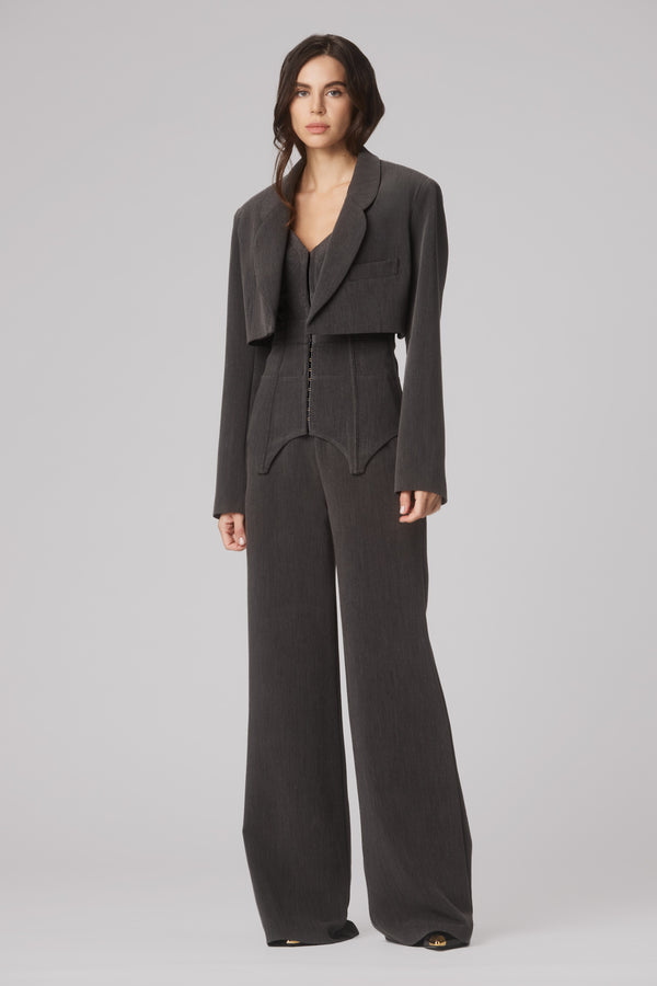Formal Cropped Blazer Gray