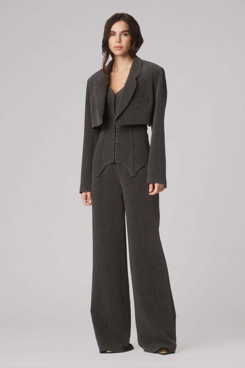 Formal Cropped Blazer Gray