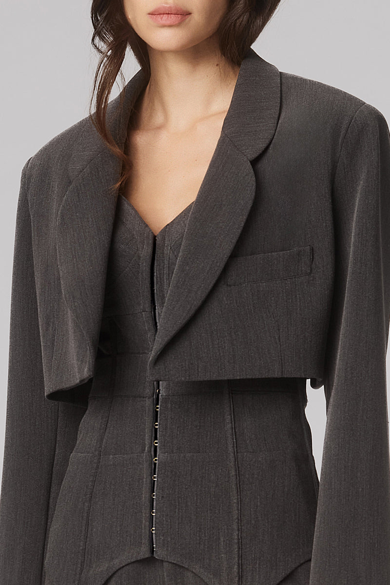 Formal Cropped Blazer Gray