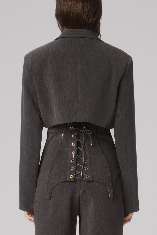 Formal Cropped Blazer Gray