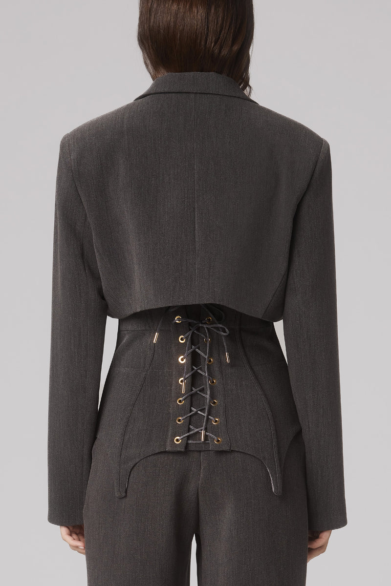 Formal Cropped Blazer Gray