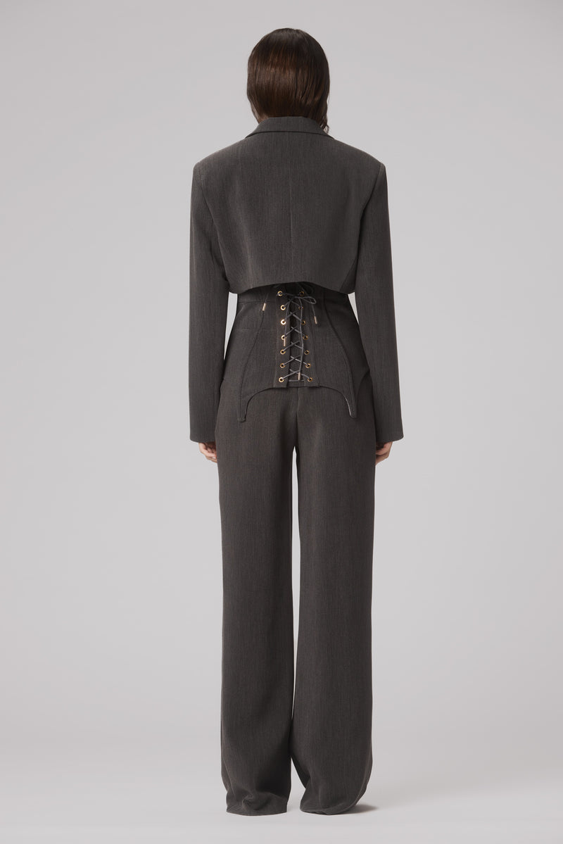 Formal Cropped Blazer Gray