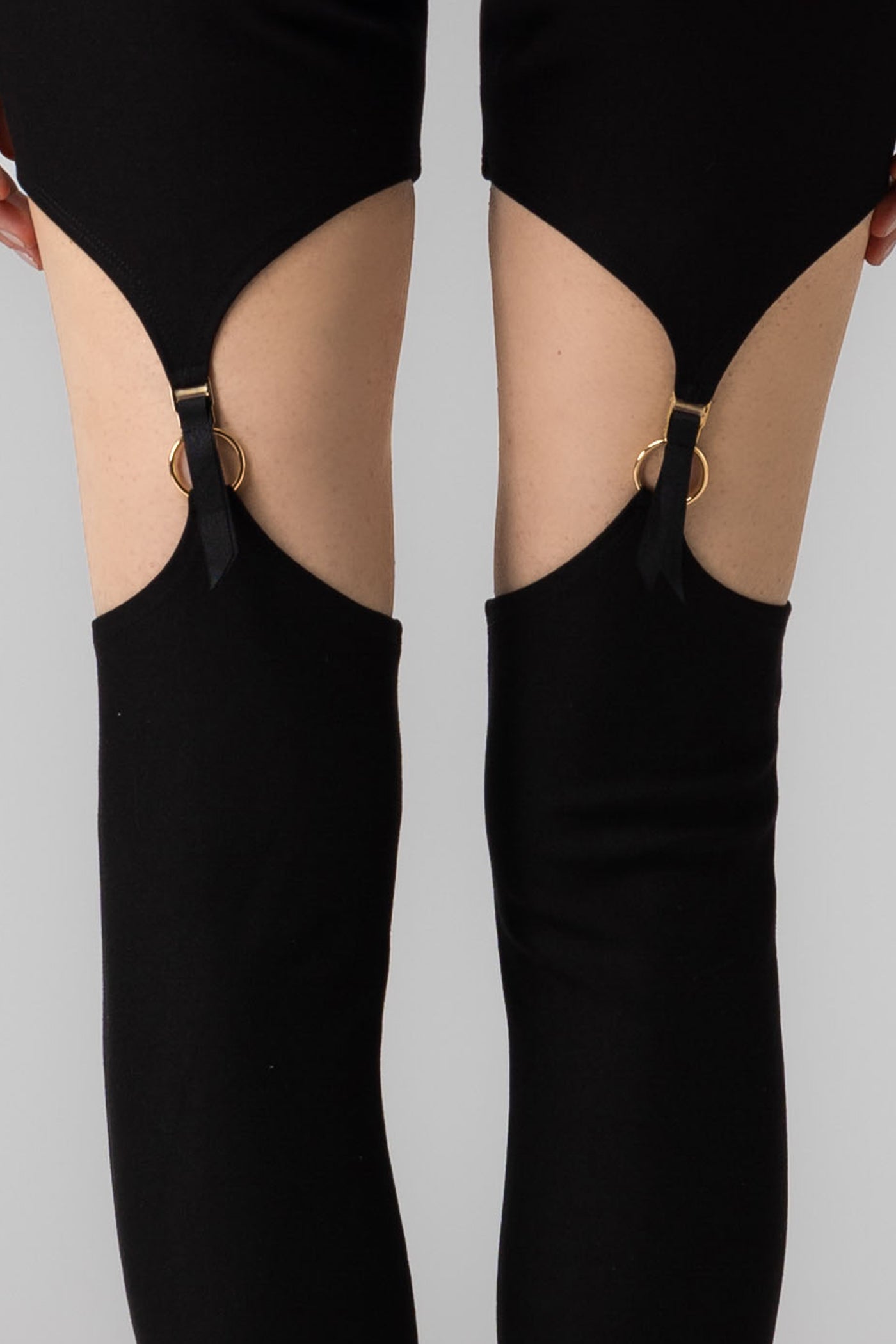 Modular jersey leggings with suspender and garter details Murmur
