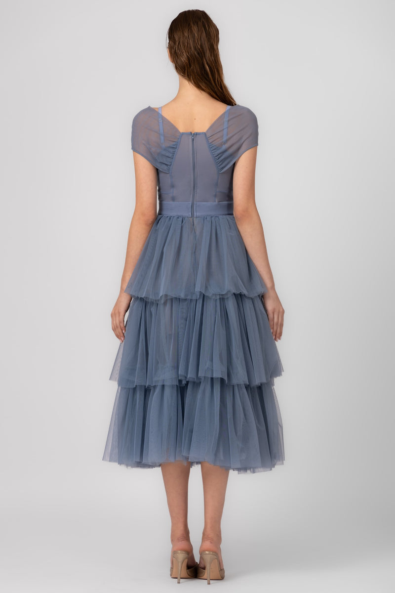 Sculpt Ruffle Dress Light Blue