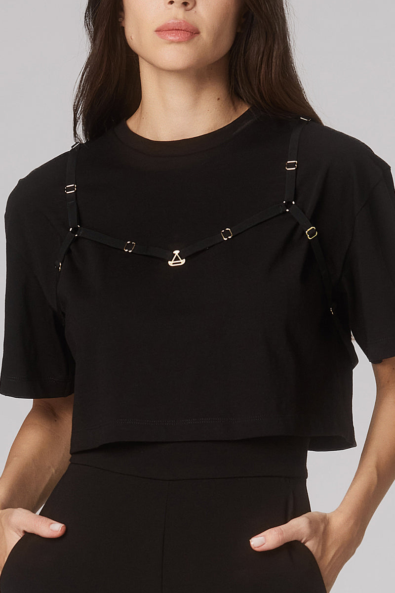 Outline Cropped T-Shirt Black