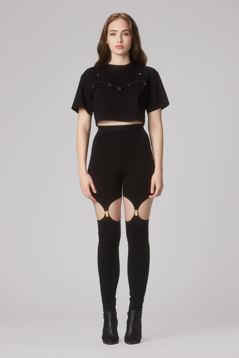 Outline Cropped T-Shirt Black