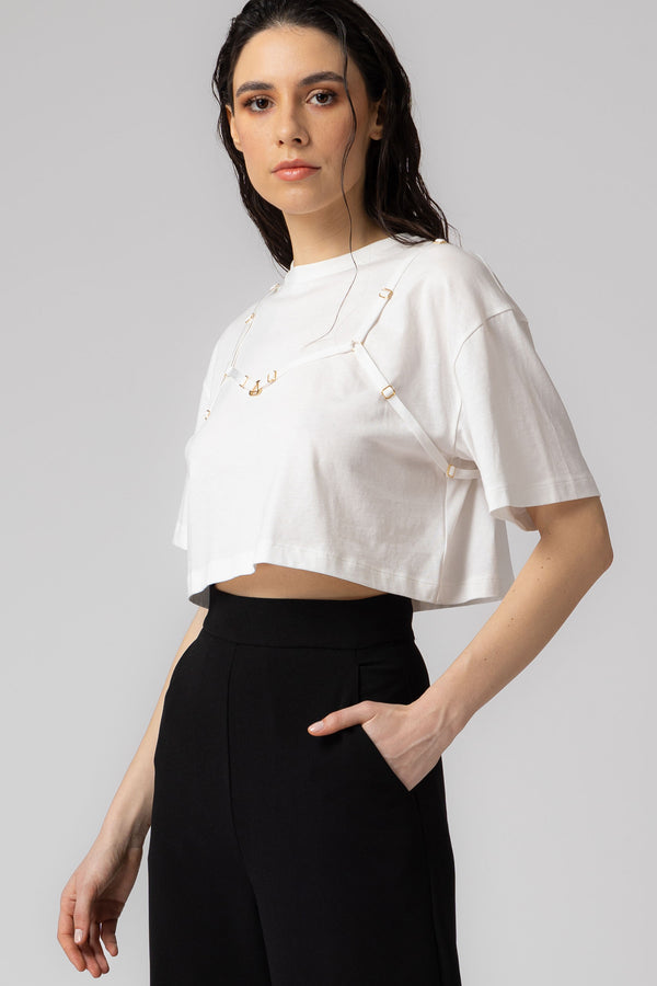 Outline Cropped T-Shirt White