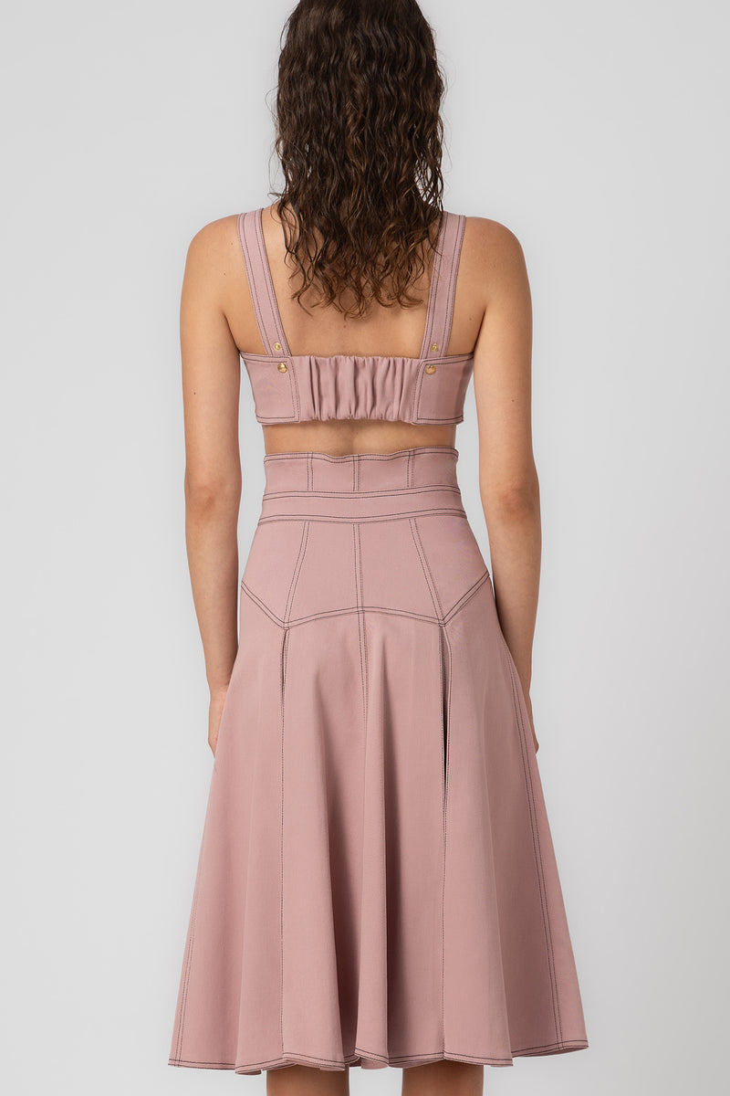 Underline Denim Skirt Blush