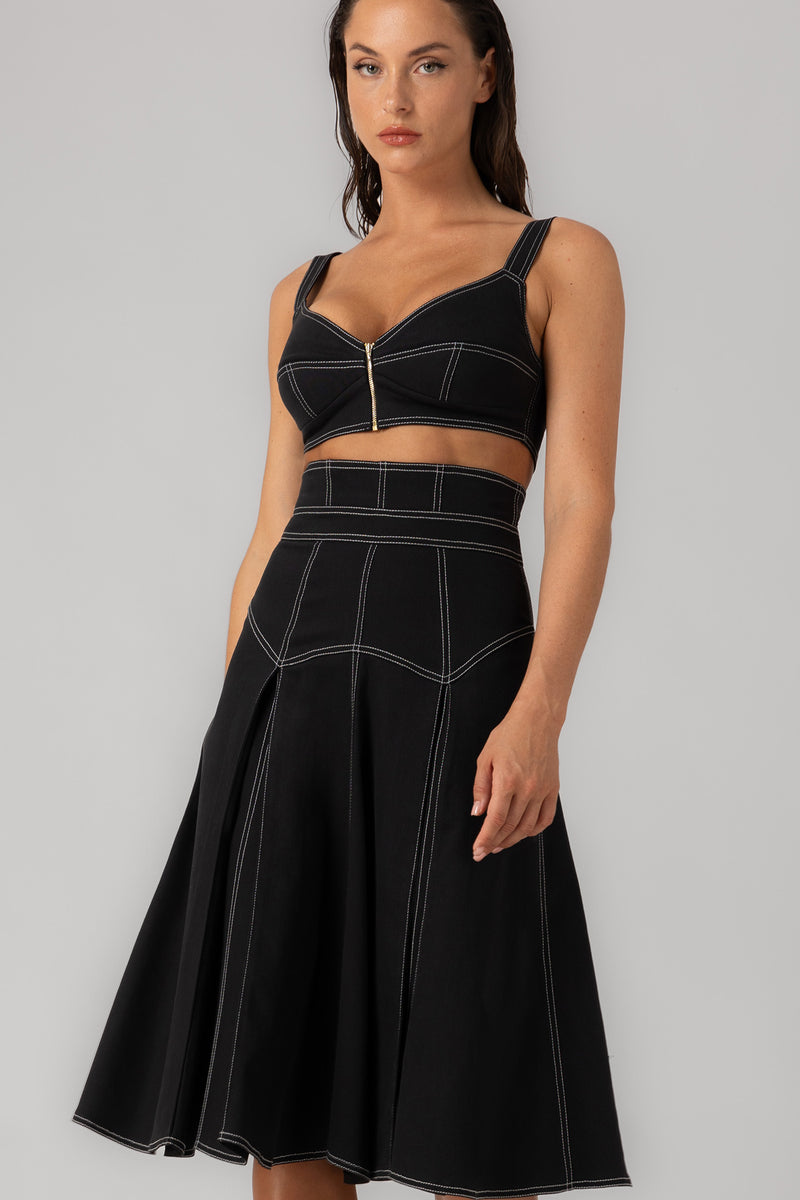 Underline Denim Bra Top Black