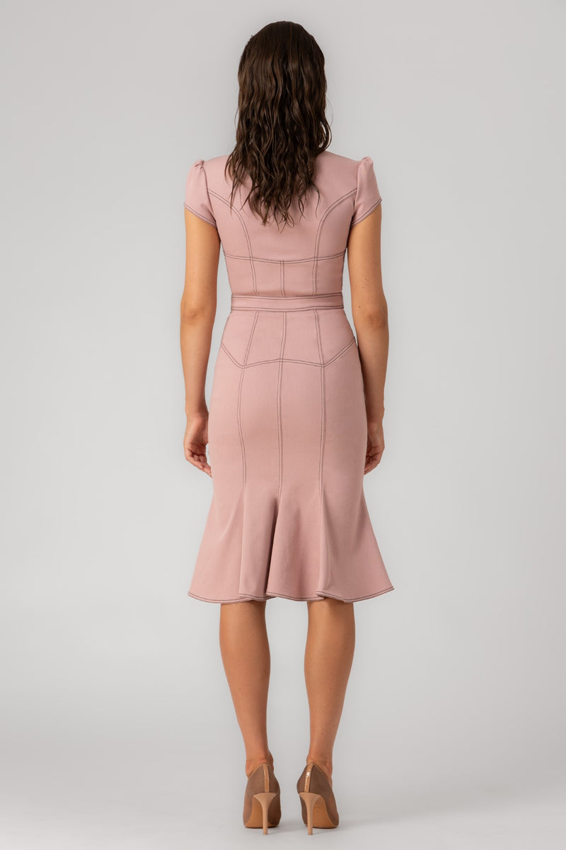 Underline Denim Dress Blush