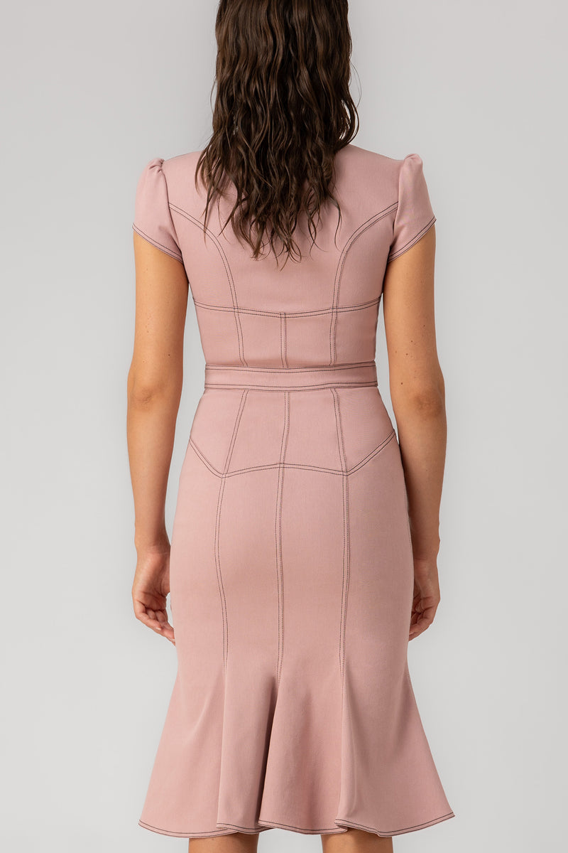 Underline Denim Dress Blush