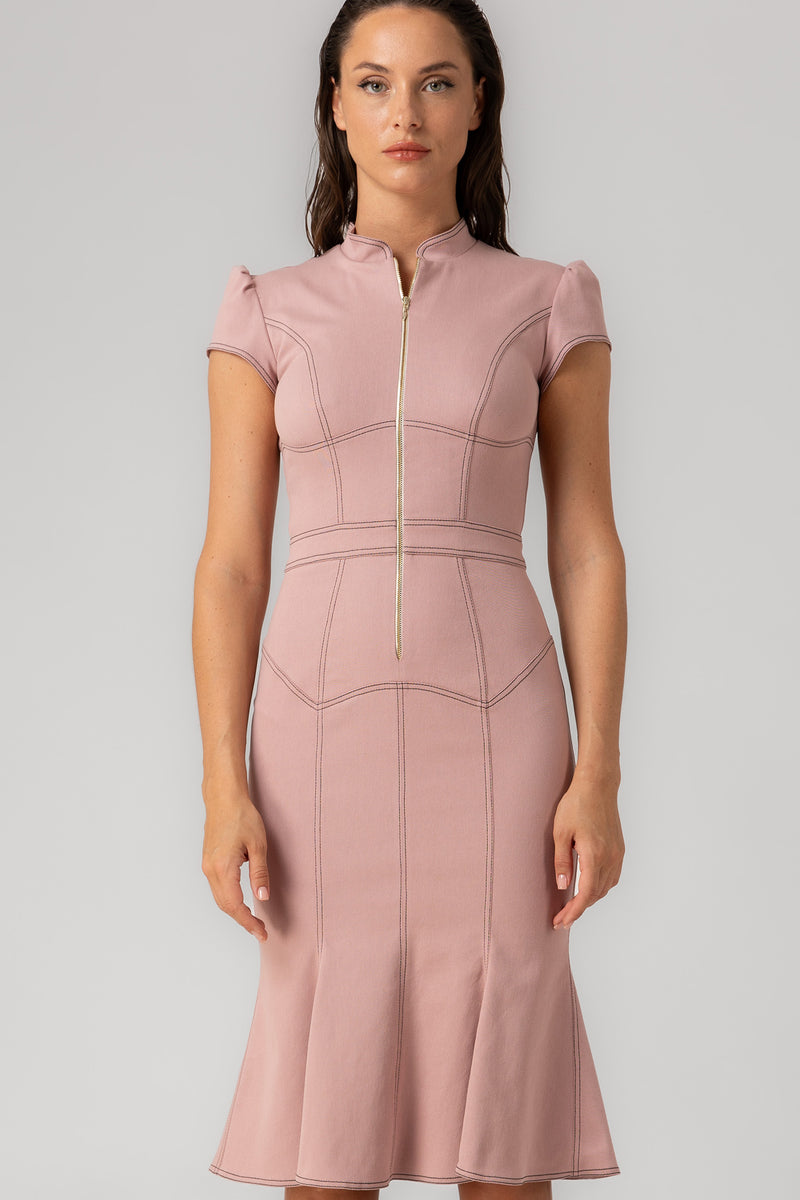 Underline Denim Dress Blush