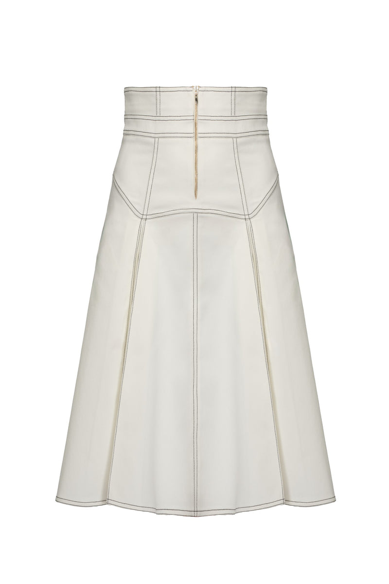 Underline Denim Skirt White