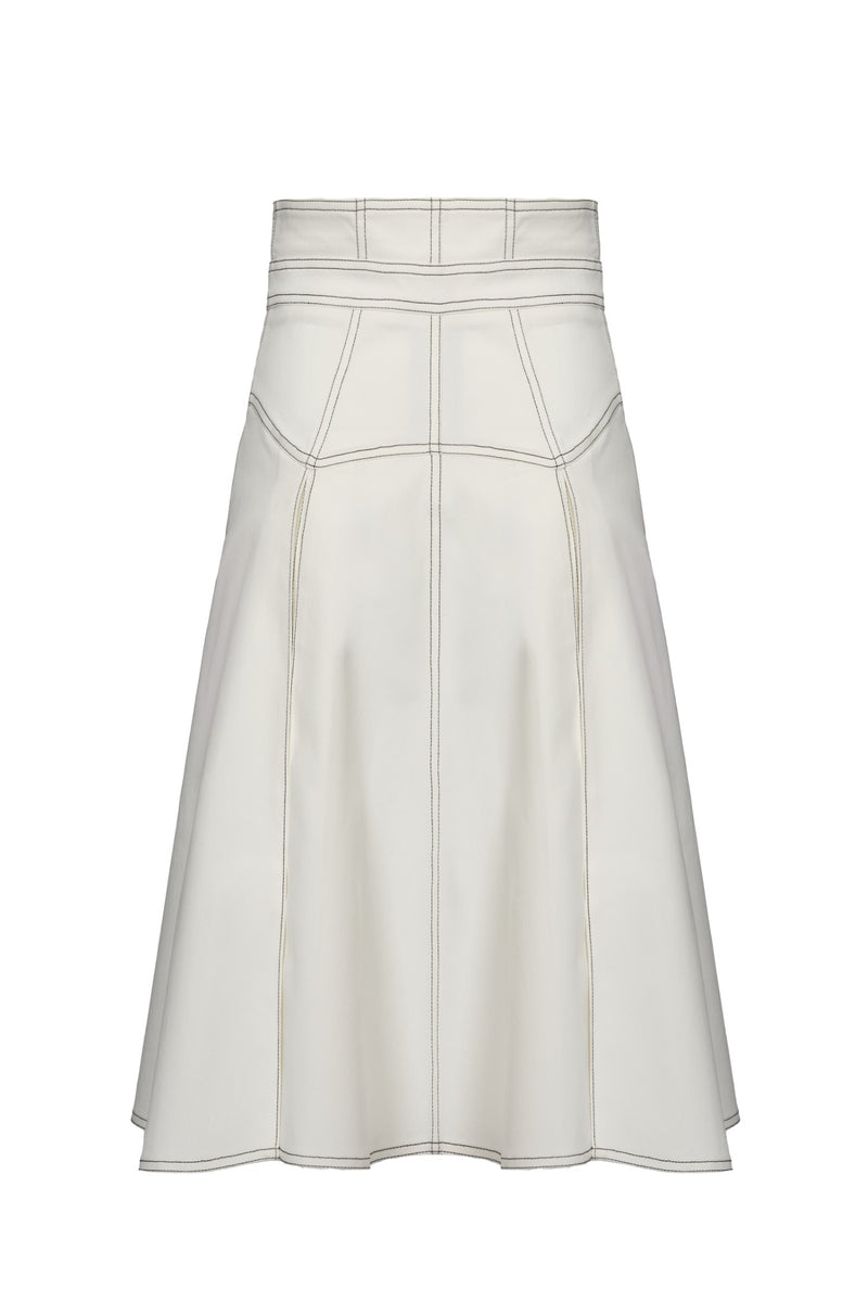 Underline Denim Skirt White