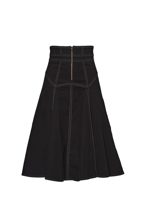 Underline Denim Skirt Black