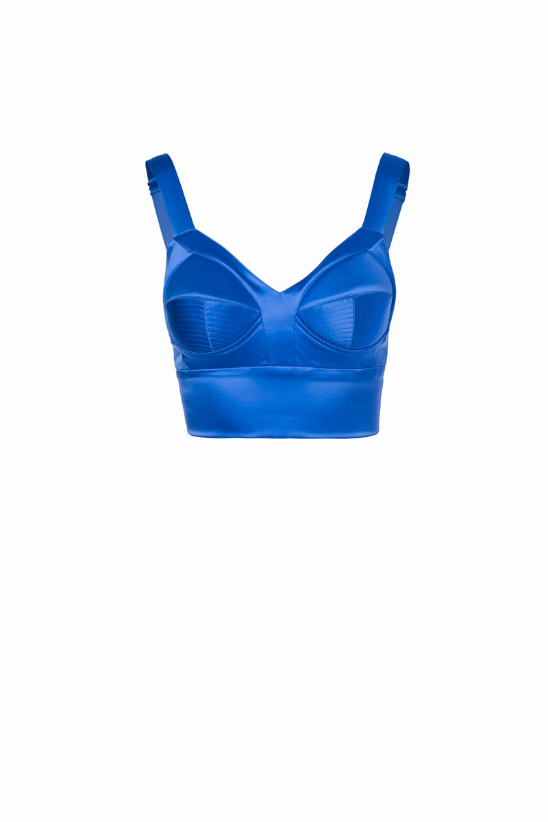 Satin Sculpt Bra Top Royal Blue