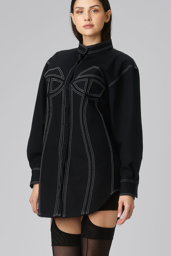 Anagram Denim Shirt Black