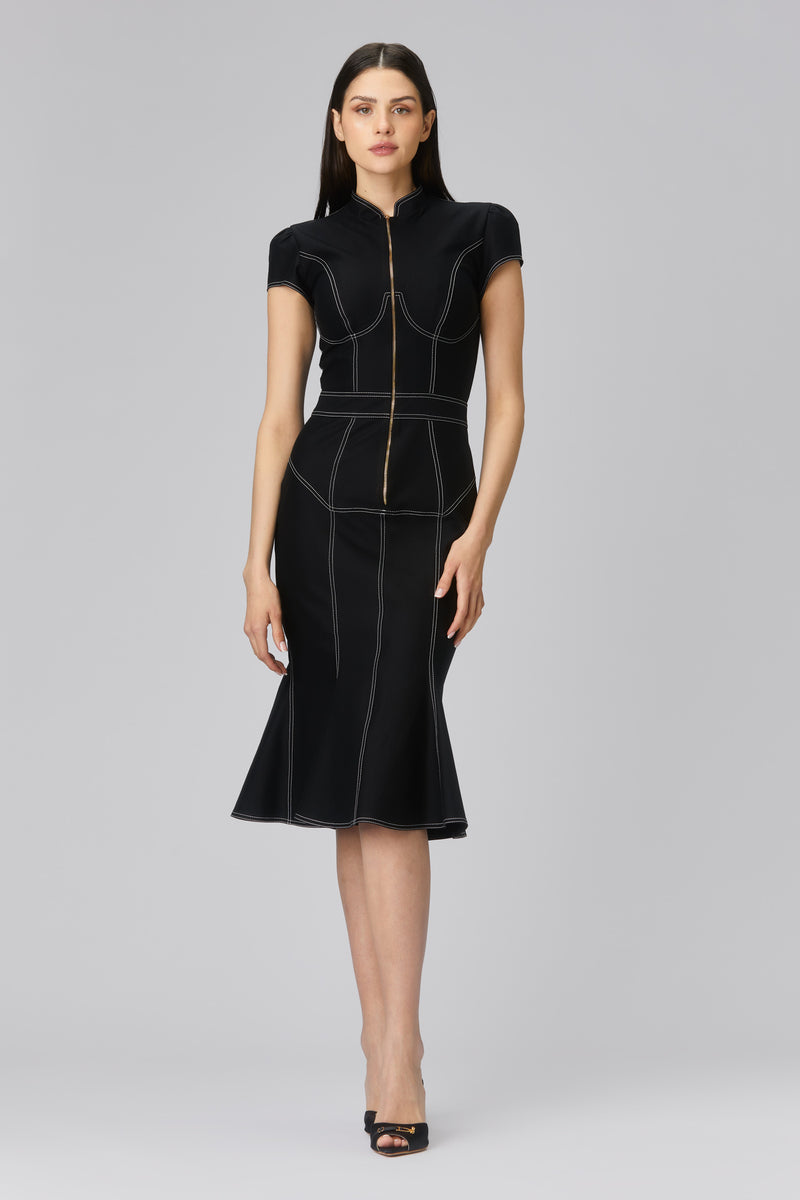 Underline Denim Dress Black Murmur