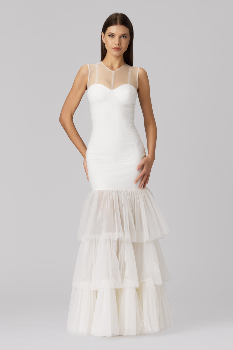 Opus Long Dress White