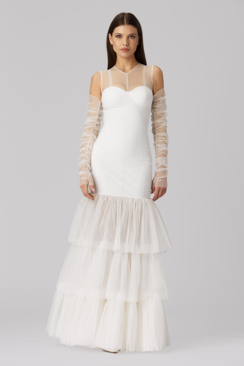 Opus Long Dress White