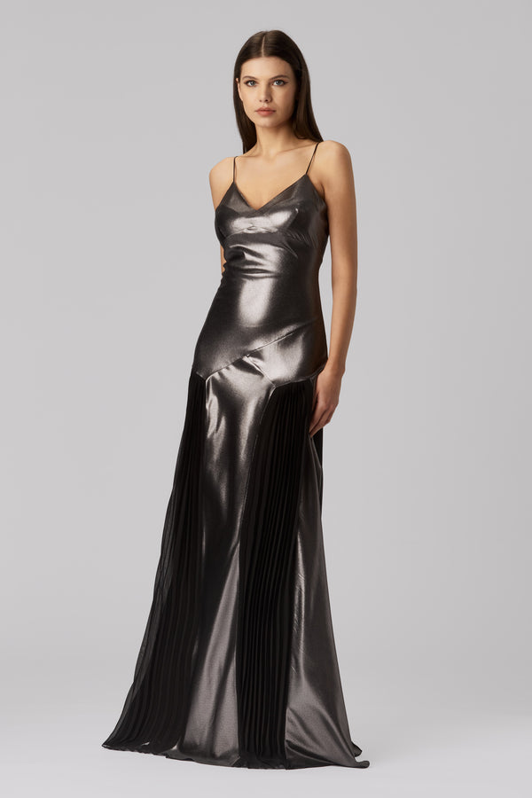 Glide Long Dress Dark Silver