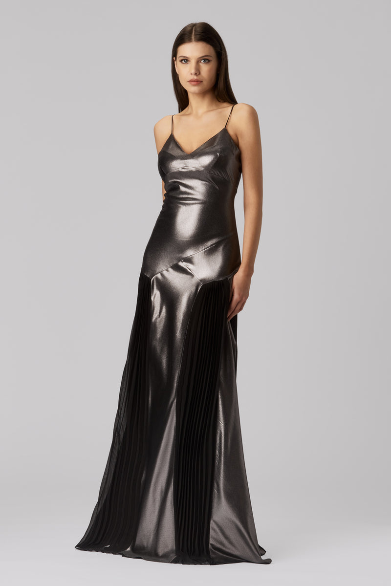Glide Long Dress Dark Silver