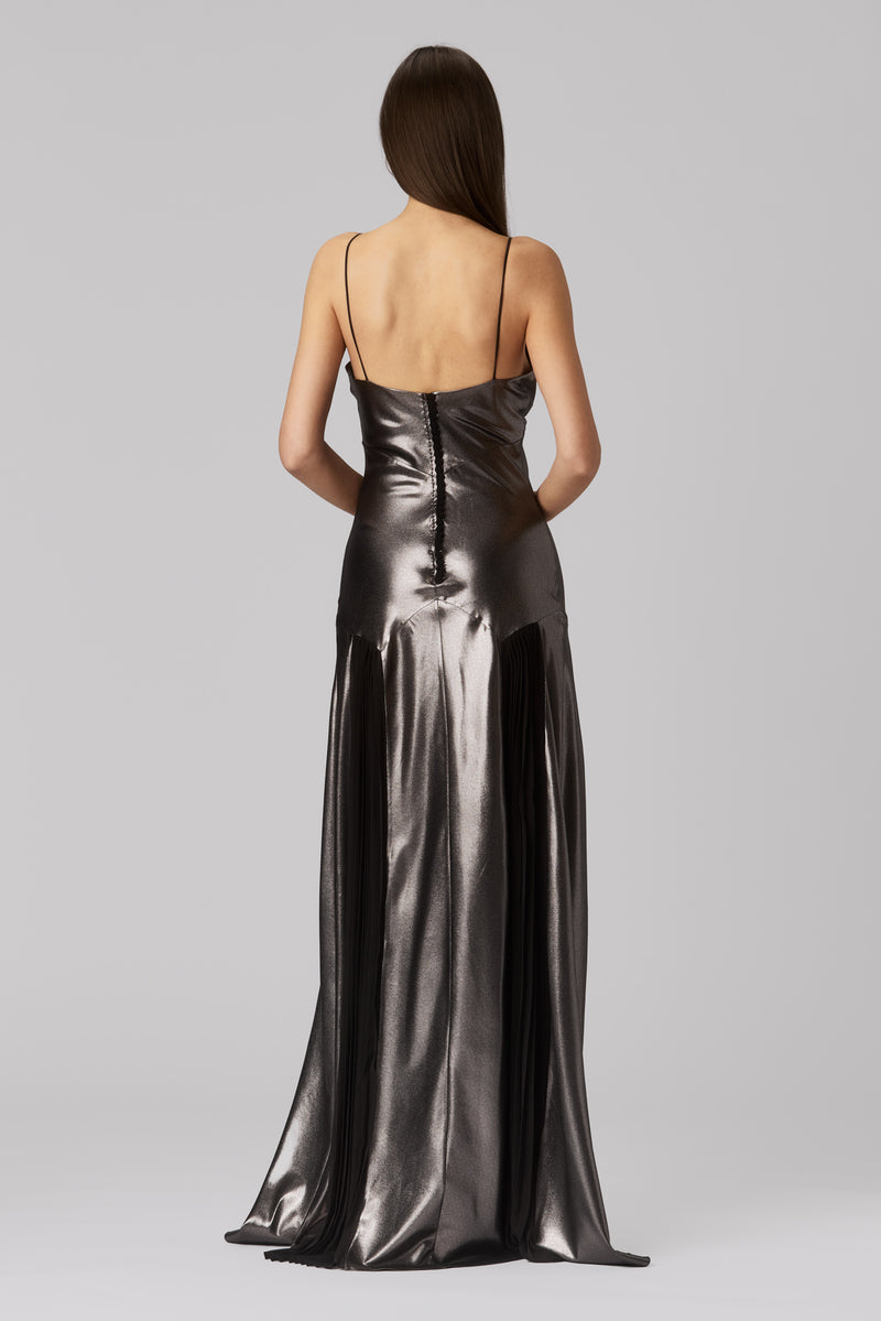 Glide Long Dress Dark Silver